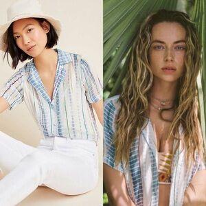 Anthropologie Hemant Nandita tie dye metallic shimmer button front top‎ size XS